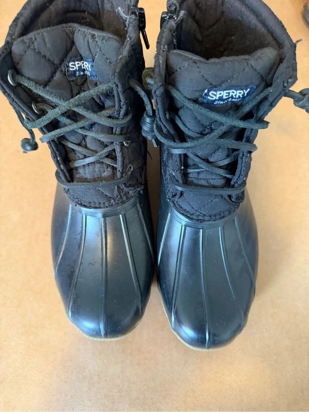 Sperry Kids Black Quilted Duck Boots